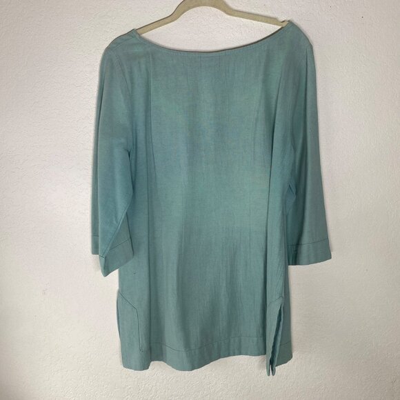 Soft Surroundings‎ Loose-Fit Seafoam Green Tunic Top With 3/4 Sleeves Pocket - Picture 6 of 12